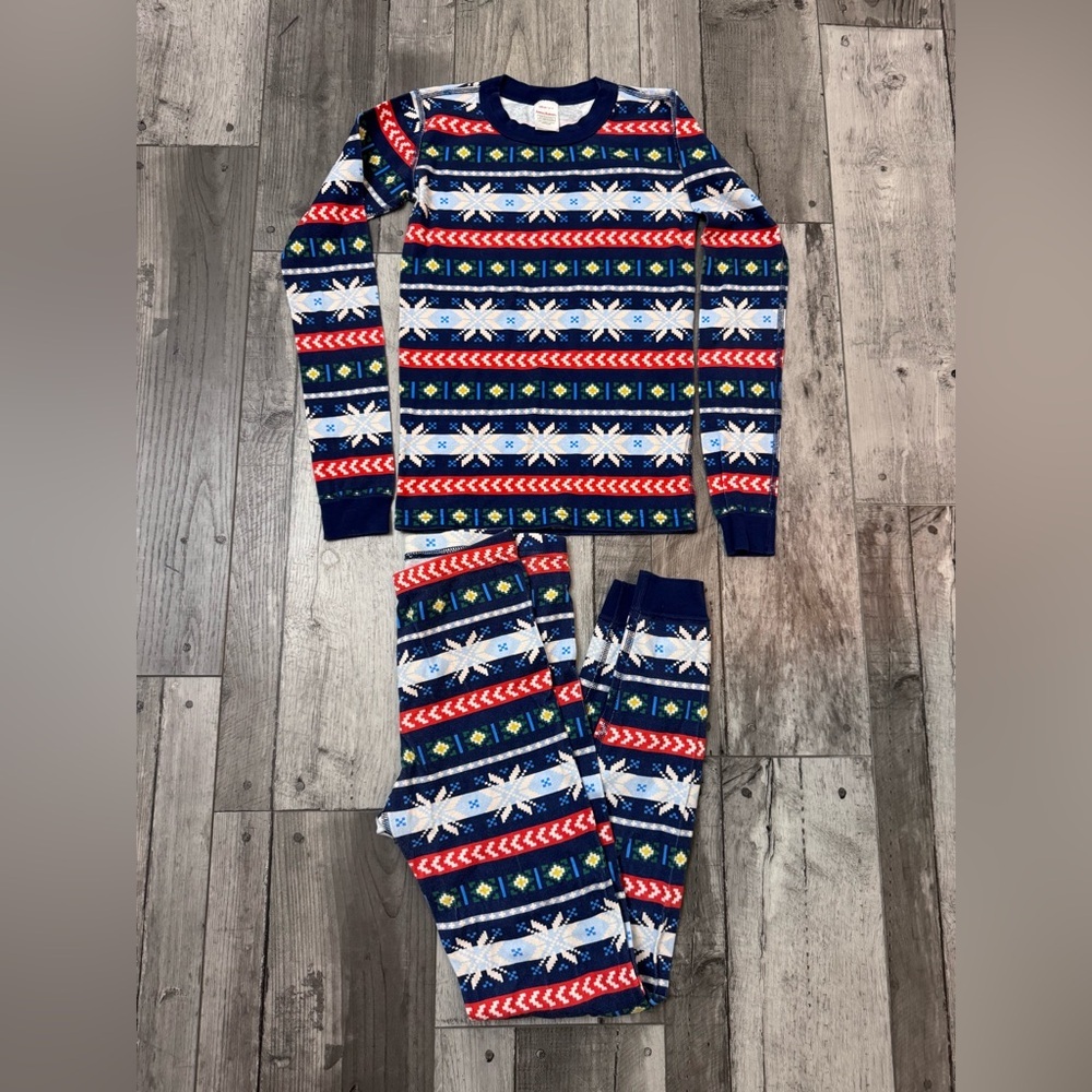HANNA ANDERSSON Long John Holiday Winter  Scandi Snowflake Holiday Pajama 160/14